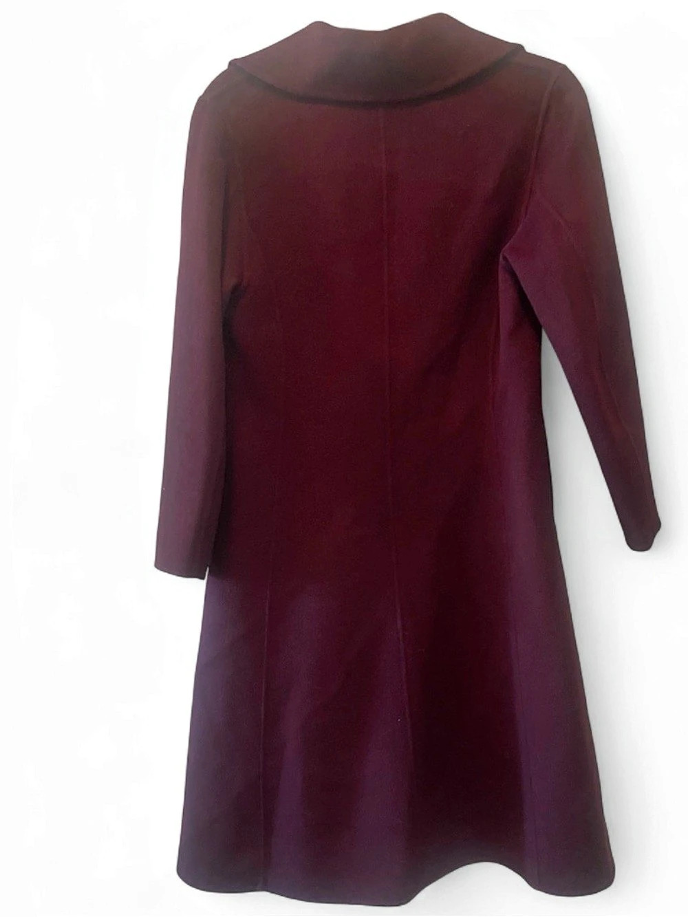 *100% WOOL* Cranberry / Burgundy Double-Breasted Trench Coat - SIZE MEDIUM - Picture 5 of 6